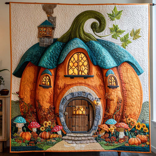 Pumpkin Fairy House Quilted Blanket NCU0NT9546