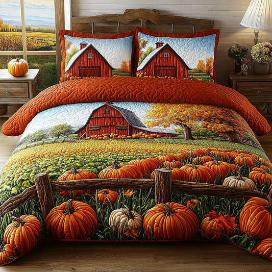 Pumpkin Field 3-Piece Quilted Bedding Set NCU0VL2860