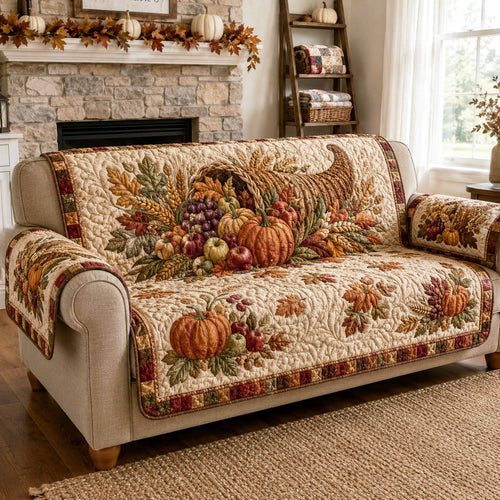 Pumpkin Fields Quilted Sofa Cover NCU0TD3115