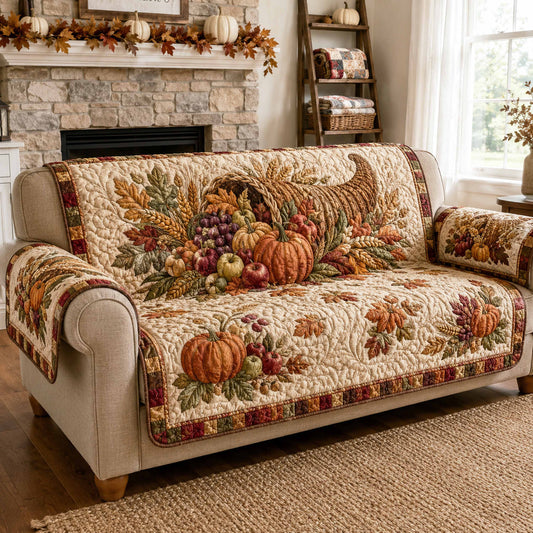 Pumpkin Fields Quilted Sofa Cover NCU0TD3115