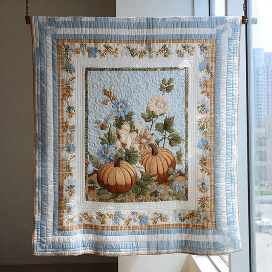 Pumpkin Floral Wreath Quilted Blanket NCU0HH088