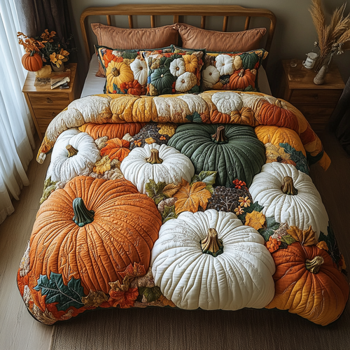 Pumpkin Garden 3-Piece Quilted Bedding Set NCU0DK9481
