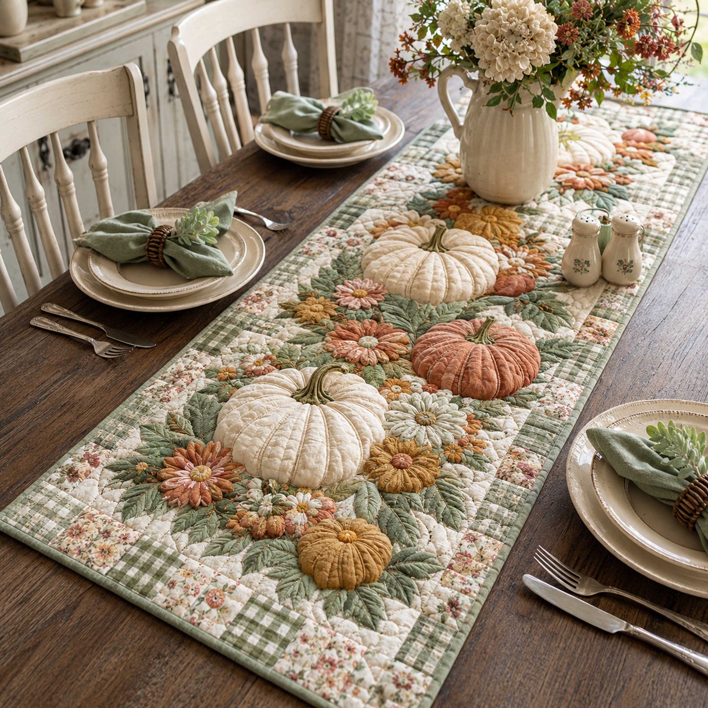 Pumpkin Garden Quilted Table Runner NCU0TD3184
