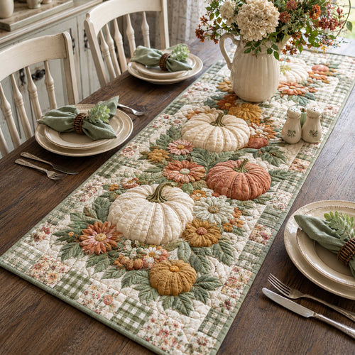 Pumpkin Garden Quilted Table Runner NCU0TD3184