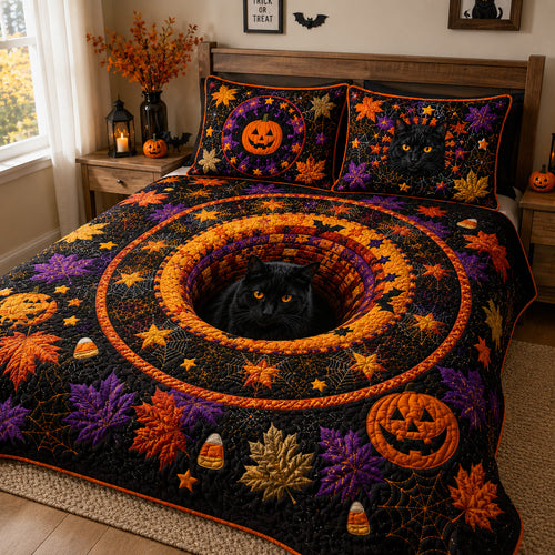 Pumpkin Gaze 3-Piece Quilted Bedding Set NCU0VL3587