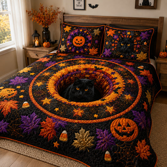 Pumpkin Gaze 3-Piece Quilted Bedding Set NCU0VL3587