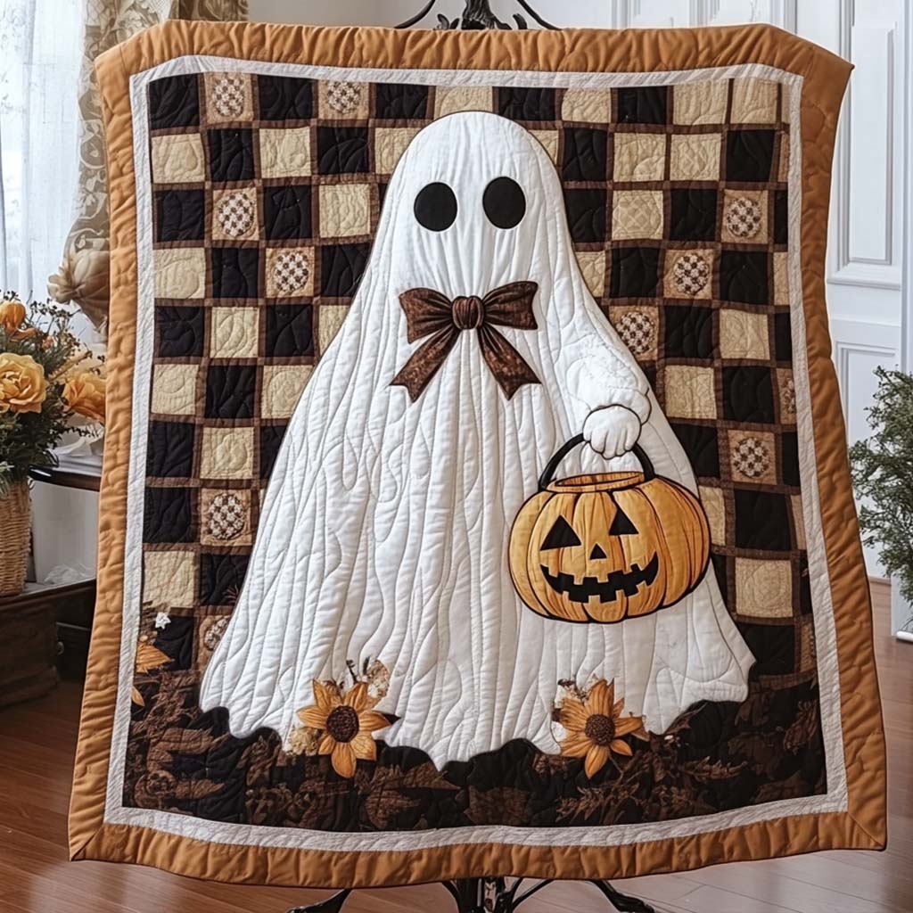 Pumpkin Ghost Quilted Blanket NCU0NT9509