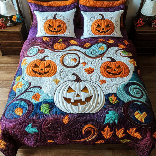 Pumpkin Glow 3-Piece Quilted Bedding Set NCU0NT9499