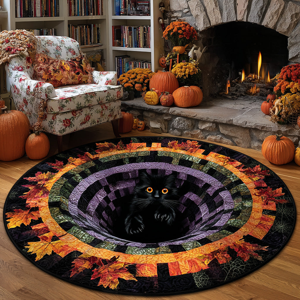 Black Cat Quilted Round Mat NCU0VT260