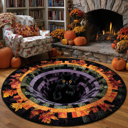 Black Cat Quilted Round Mat NCU0VT260