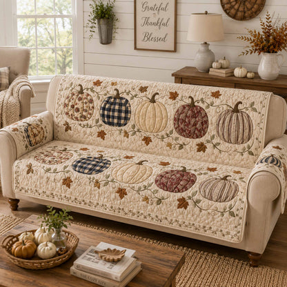 Pumpkin Glow Quilted Sofa Cover NCU0TD3116