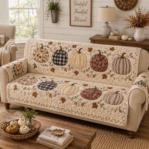 Pumpkin Glow Quilted Sofa Cover NCU0TD3116