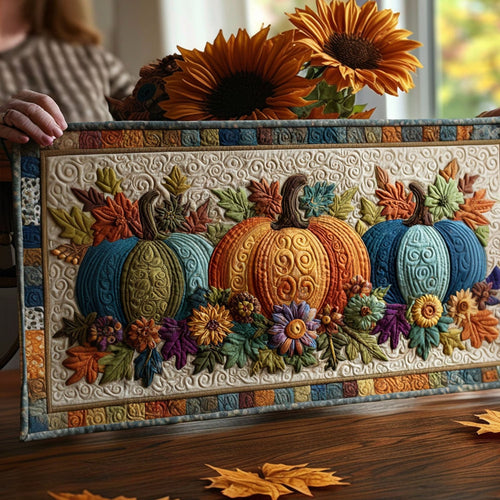 Pumpkin Glow Trail Quilted Table Runner NCU0PT8281