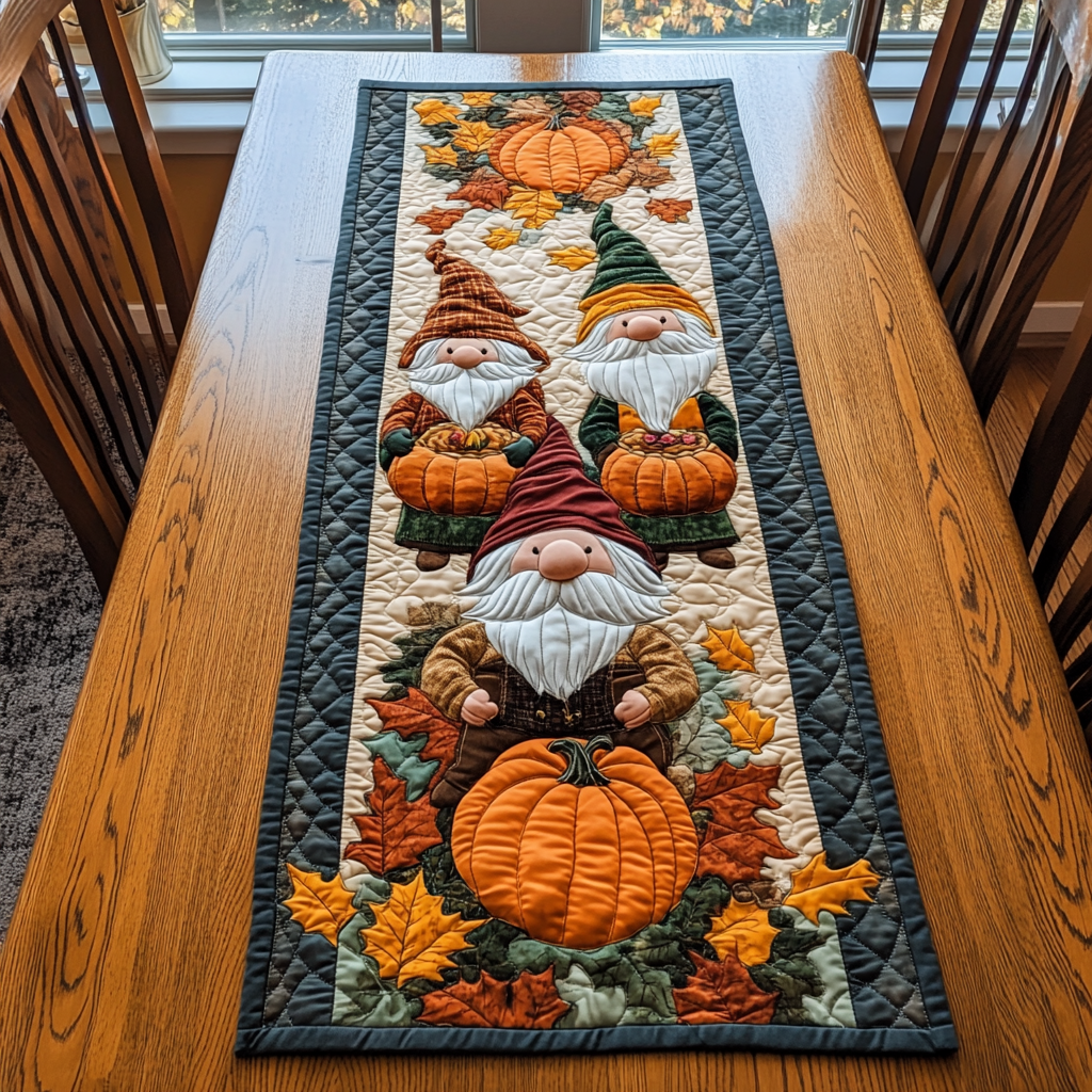 Pumpkin Gnome Quilted Table Runner NCU0DK9542