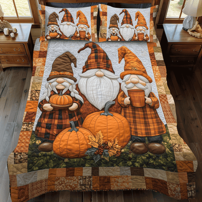 Pumpkin Gnomes 3-Piece Quilted Bedding Set NCU0TH1885