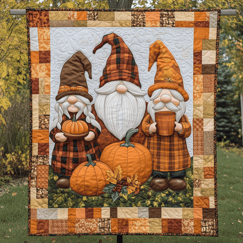 Pumpkin Gnomes Quilted Blanket NCU0TH1825