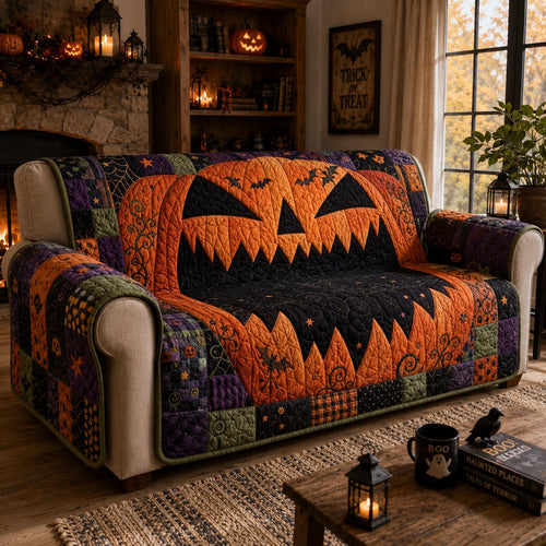 Pumpkin Grin Quilted Sofa Cover NCU0DV9786