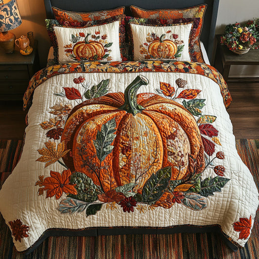 Pumpkin Grove 3-Piece Quilted Bedding Set NCU0PT7828