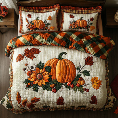 Pumpkin Harvest 3-Piece Quilted Bedding Set NCU0PT7829