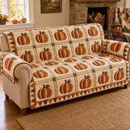 Pumpkin Harvest Quilted Sofa Cover NCU0TD3104
