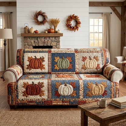 Pumpkin Harvest Quilted Sofa Cover NCU0TV1998