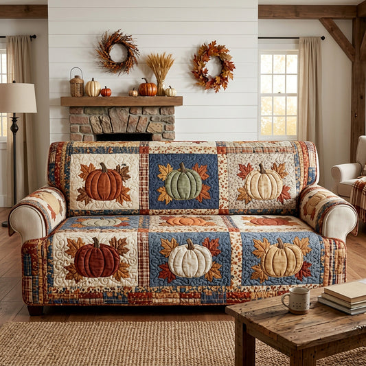 Pumpkin Harvest Quilted Sofa Cover NCU0TV1998