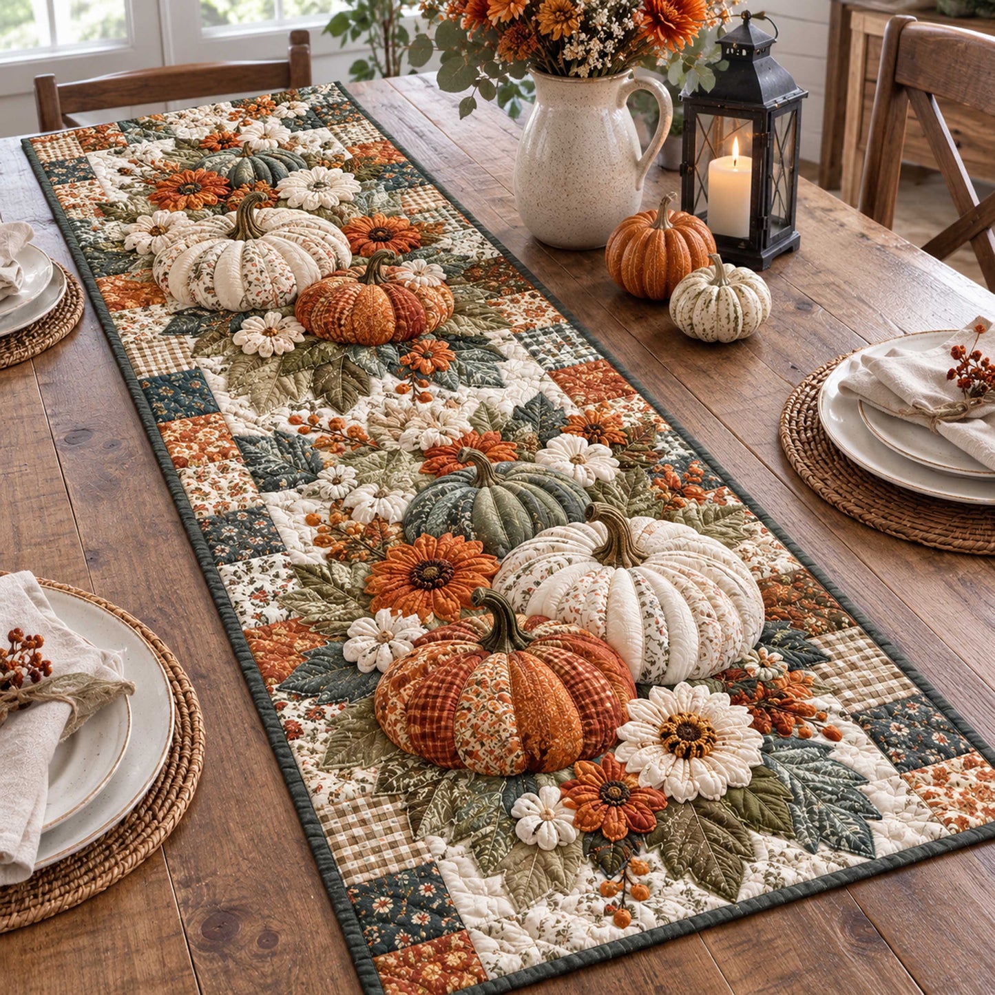 Pumpkin Harvest Quilted Table Runner NCU0TD3177
