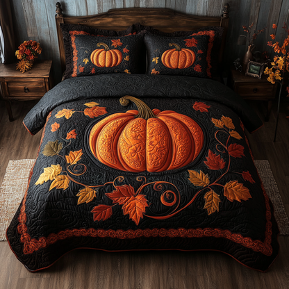 Pumpkin Haven 3-Piece Quilted Bedding Set NCU0DK9373