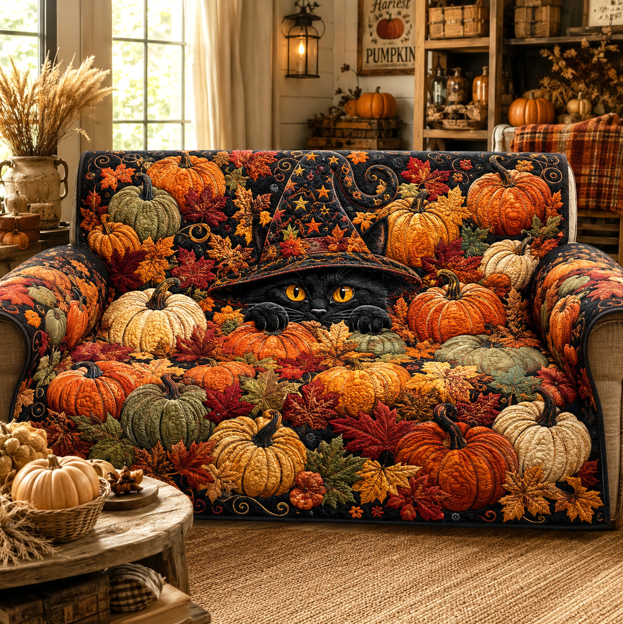 Pumpkin Hideaway Quilted Sofa Cover NCU0TV2005