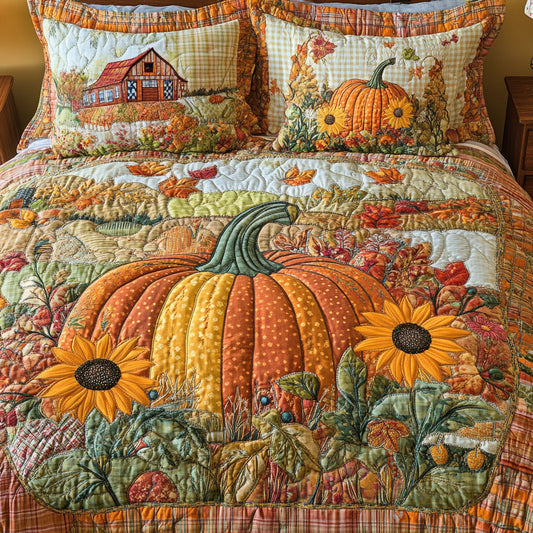 Pumpkin Hollow 3-Piece Quilted Bedding Set NCU0PT8273