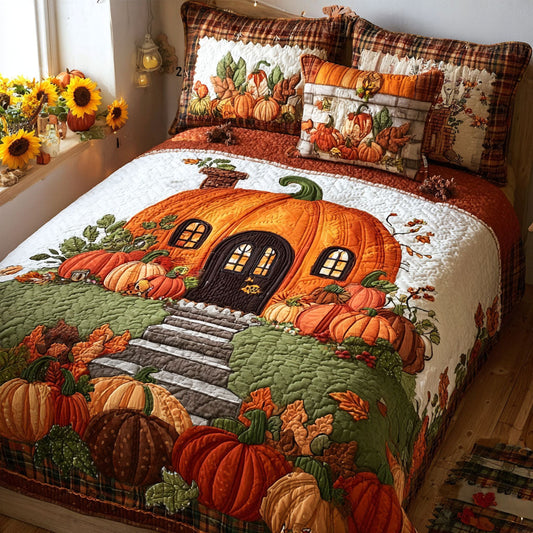 Pumpkin Hollow Cottage 3-Piece Quilted Bedding Set NCU0PT8584