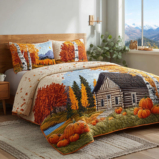 Pumpkin Homestead 3-Piece Quilted Bedding Set NCU0VL3638