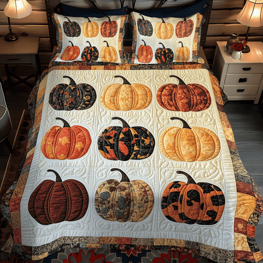 Pumpkin Magic 3-Piece Quilted Bedding Set NCU0TH1851