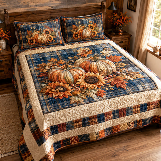 Pumpkin Meadow 3-Piece Quilted Bedding Set NCU0TV2130