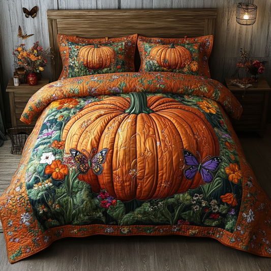 Pumpkin Meadow 3-Piece Quilted Bedding Set NCU0VL2869