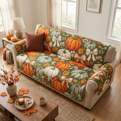 Pumpkin Meadow Quilted Sofa Cover NCU0TD2861
