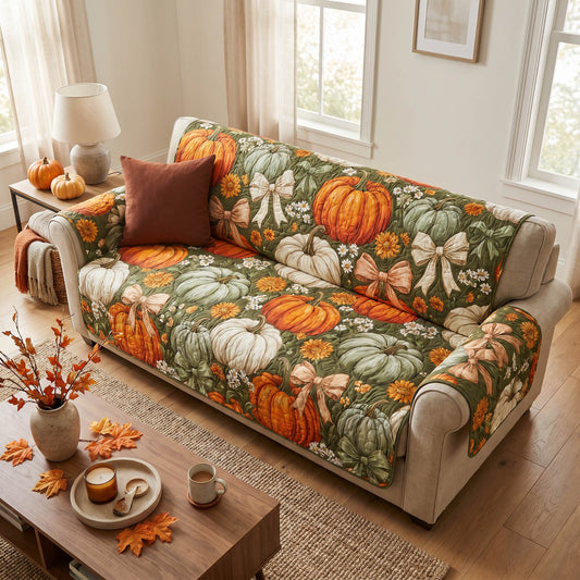 Pumpkin Meadow Quilted Sofa Cover NCU0TD2861
