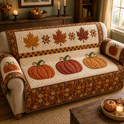 Pumpkin Meadow Quilted Sofa Cover NCU0TD3111