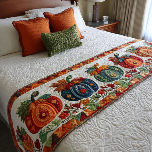 Pumpkin Morning Quilted Bed Runner NCU0PT8480
