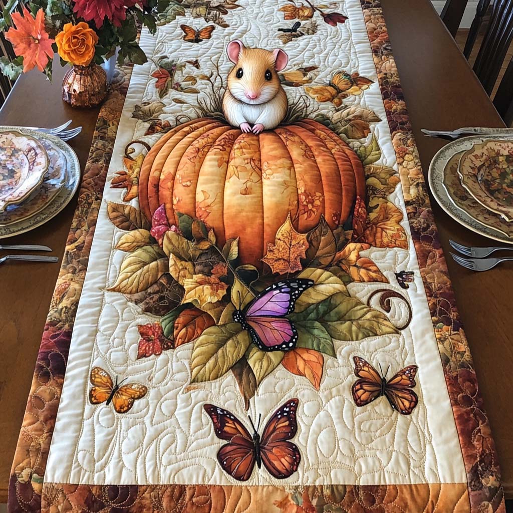 Pumpkin Mouse Quilted Table Runner NCU0NT9022