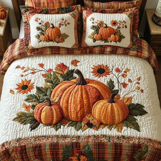 Pumpkin Paradise 3-Piece Quilted Bedding Set NCU0PT7831