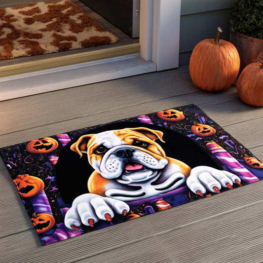 Pumpkin Party Bulldog Doormat NCU0XD825