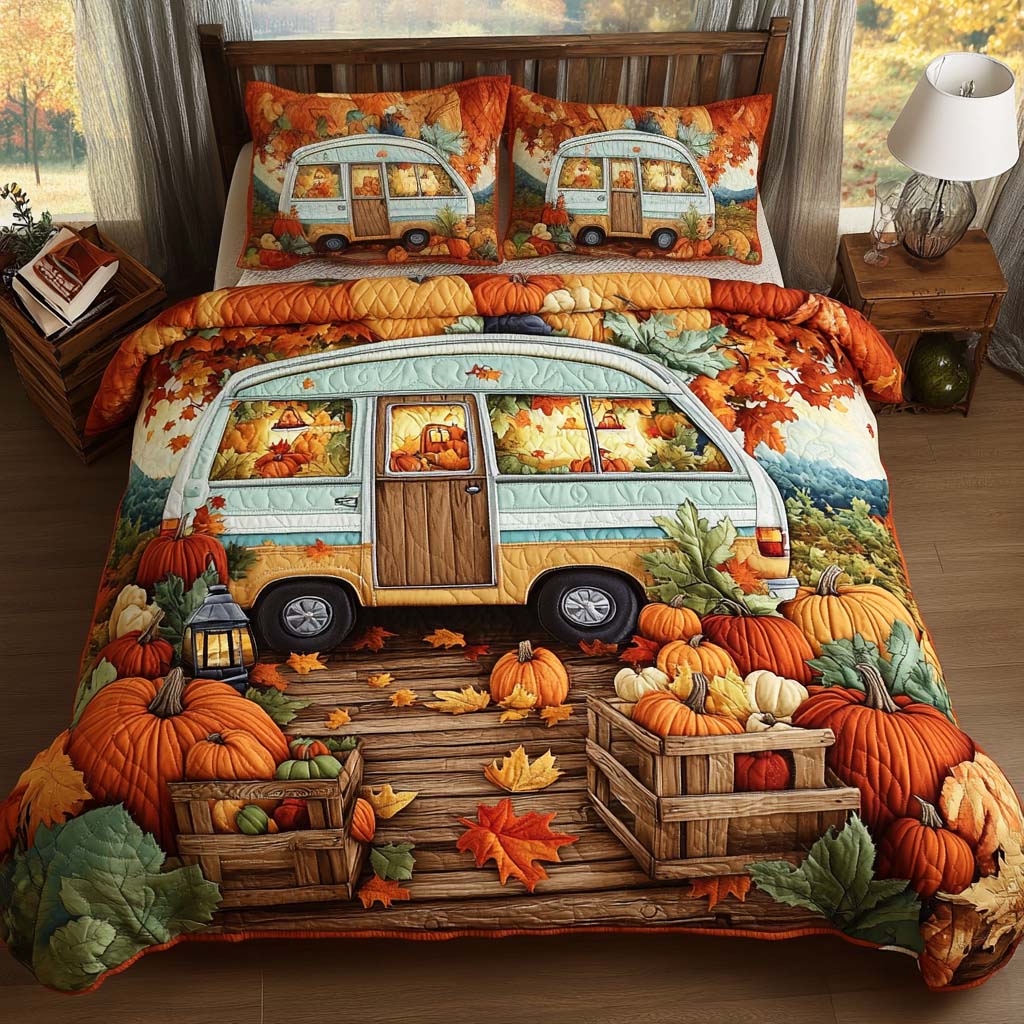 Pumpkin Patch Camper 3-Piece Quilted Bedding Set NCU0NT8664