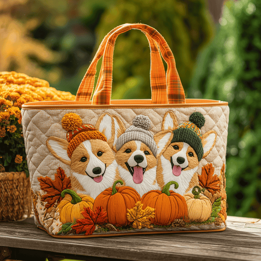 Pumpkin Patch Corgis Quilted Tote Bag NCU0TH2775