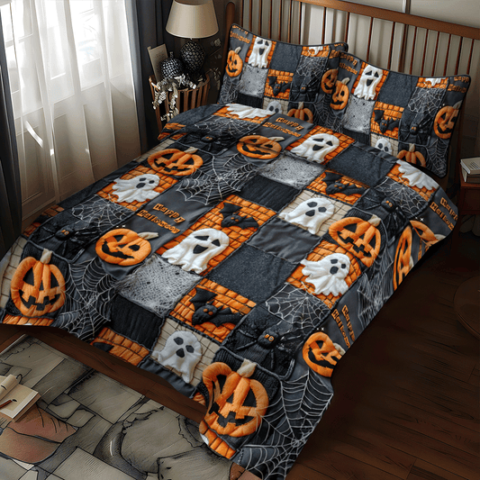 Pumpkin Patch Halloween 3-Piece Quilted Bedding Set NCU0PD802