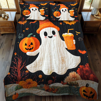 Pumpkin Patch Party 3-Piece Quilted Bedding Set NCU0NT608
