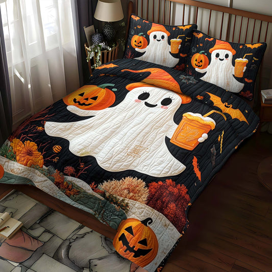 Pumpkin Patch Party 3-Piece Quilted Bedding Set NCU0NT608