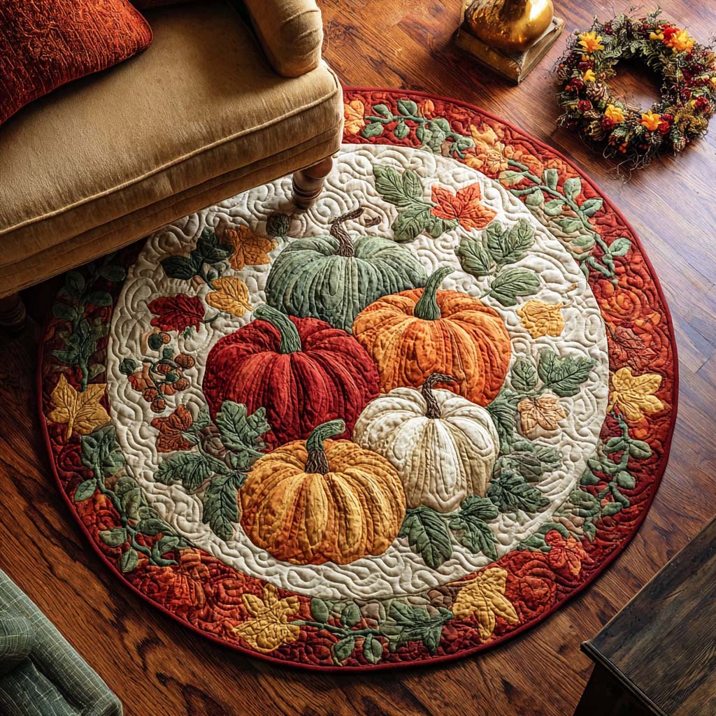 Pumpkin Patch Quilted Round Mat NCU0TD058