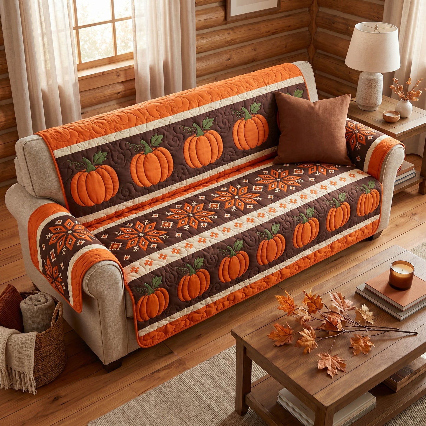 Pumpkin Patch Quilted Sofa Cover NCU0TD2858