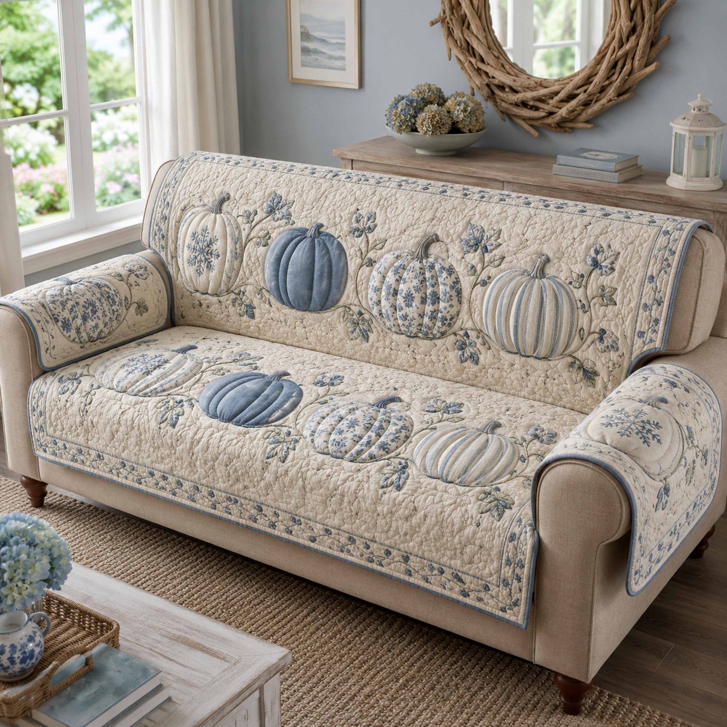 Pumpkin Patch Quilted Sofa Cover NCU0TD3109